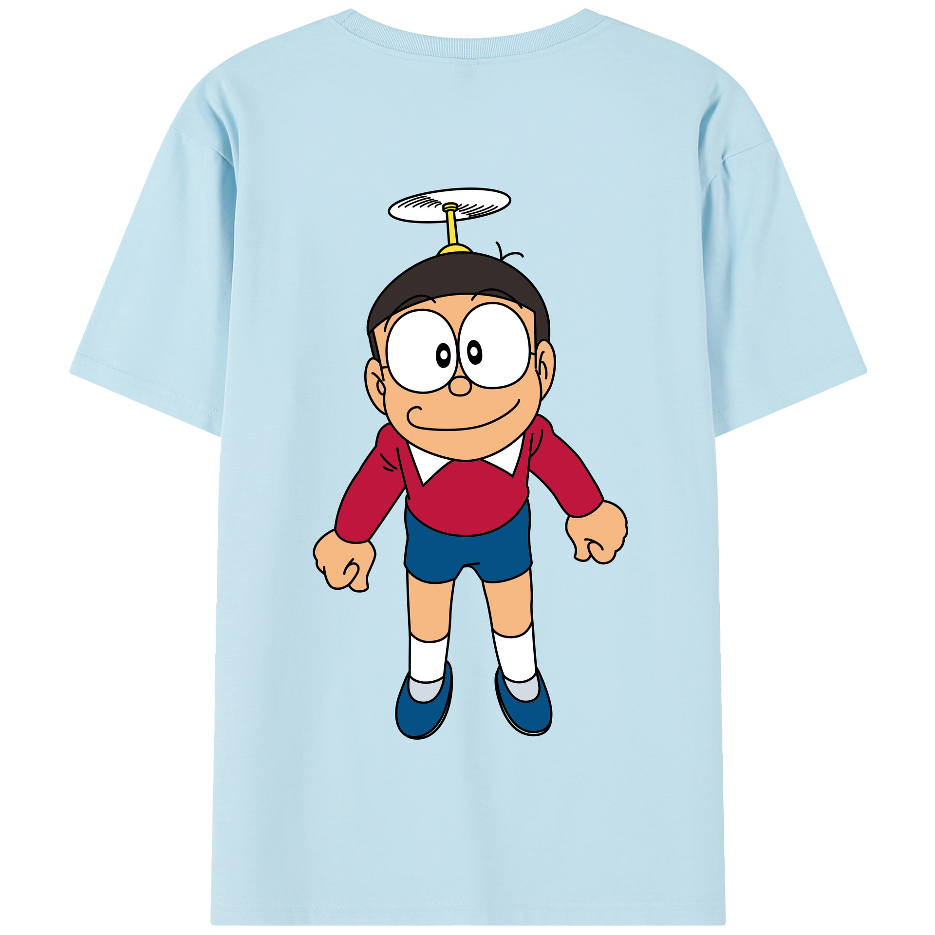 （画像用） ドラえもん 野比 のび太 Doraemon Nobita Nobi 綿100％半袖Tシャツ（背面プリント）